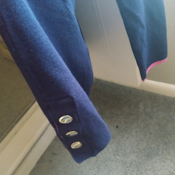 Blue sweater top with stripes size large 12/14 - Picture 3 of 6